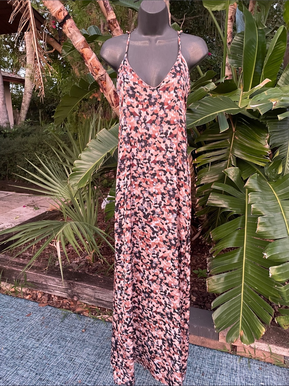 animal print, trapeze slip dress maxi
